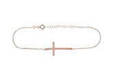 Cross Design Rose Gold Colour 925 Sterling Silver Adjustable Bracelet studded with CZ